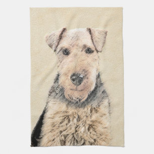 Walisische Terrier-Malerei - Niedliche Original Hu Küchentuch