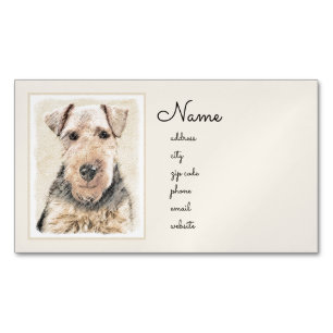 Walisische Terrier-Malerei - Niedliche Original Hu Magnetische Visitenkarte