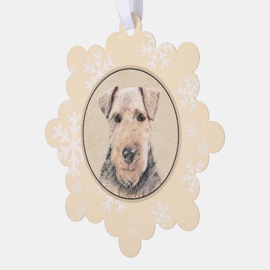 Walisische Terrier-Malerei - Niedliche Original Hu Ornament Karte (Linke Ecke)