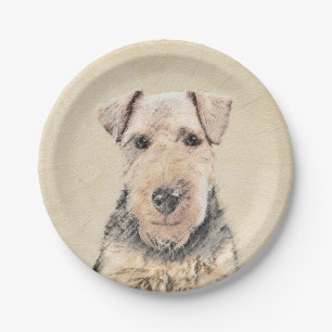 Walisische Terrier-Malerei - Niedliche Original Hu Pappteller