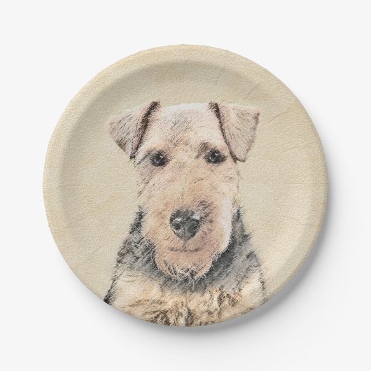 Walisische Terrier-Malerei - Niedliche Original Hu Pappteller (Vorderseite)