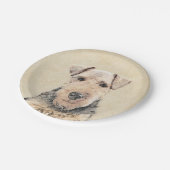 Walisische Terrier-Malerei - Niedliche Original Hu Pappteller (Schrägansicht)