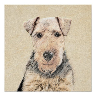Walisische Terrier-Malerei - Niedliche Original Hu Poster