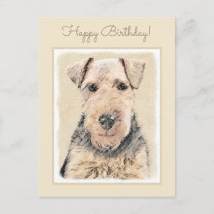 Walisische Terrier-Malerei - Niedliche Original Hu Postkarte