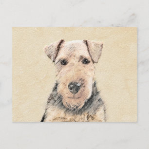 Walisische Terrier-Malerei - Niedliche Original Hu Postkarte