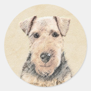 Walisische Terrier-Malerei - Niedliche Original Hu Runder Aufkleber