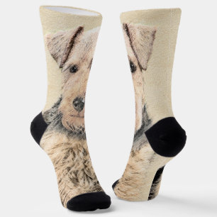 Walisische Terrier-Malerei - Niedliche Original Hu Socken