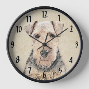 Walisische Terrier-Malerei - Niedliche Original Hu Uhr