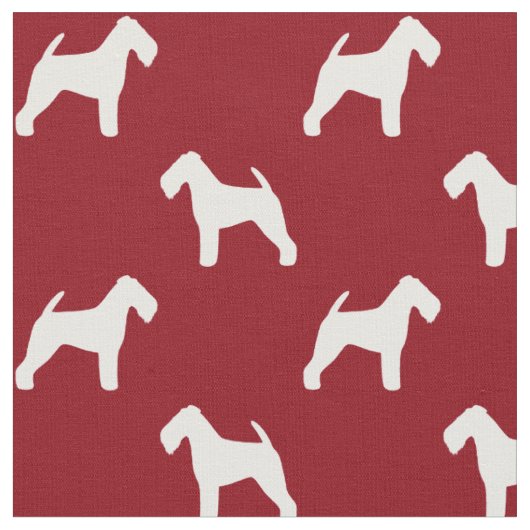 Walisische Terrier-Silhouetten Hunde Rot und Weiß Stoff (Nahaufnahme)