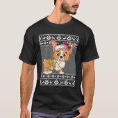 Walisischer Corgi Dog Weihnachtslicht Match Ugly S T-Shirt (Vorderseite)