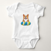 Walisischer Corgi im Schwimmen mit Brett Baby Strampler (Vorderseite)