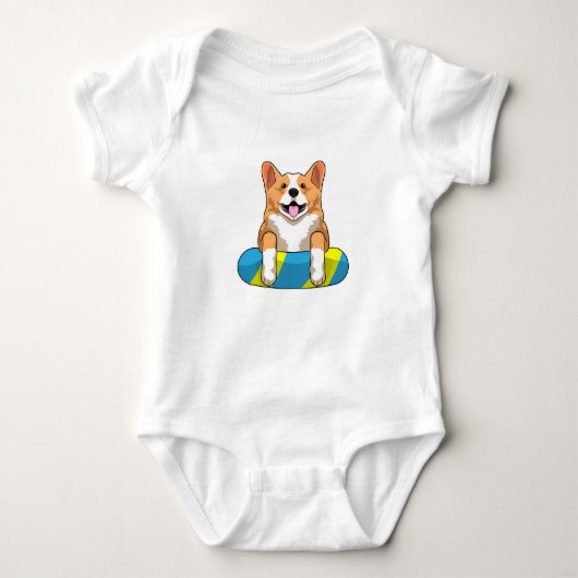 Walisischer Corgi im Schwimmen mit Brett Baby Strampler (Vorderseite)