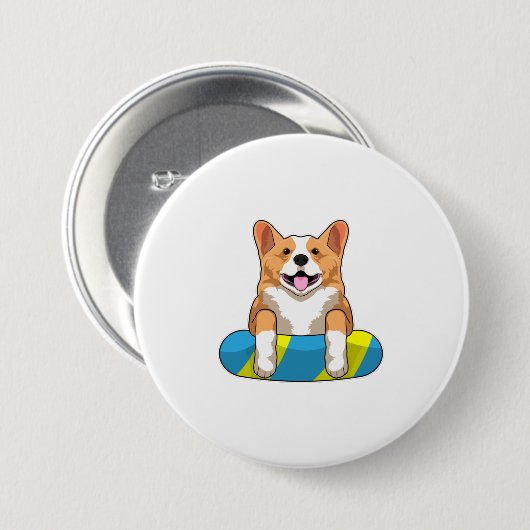 Walisischer Corgi im Schwimmen mit Brett Button (Vorne & Hinten)