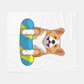 Walisischer Corgi im Schwimmen mit Brett Fleecedecke (Vorderseite (Horizontal))