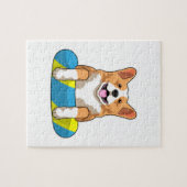 Walisischer Corgi im Schwimmen mit Brett Puzzle (Horizontal)