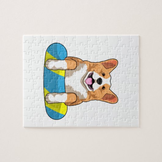 Walisischer Corgi im Schwimmen mit Brett Puzzle (Horizontal)