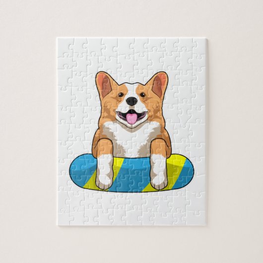 Walisischer Corgi im Schwimmen mit Brett Puzzle (Vertikal)