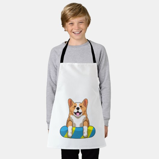 Walisischer Corgi im Schwimmen mit Brett Schürze (Getragen)