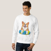 Walisischer Corgi im Schwimmen mit Brett Sweatshirt (Vorne ganz)