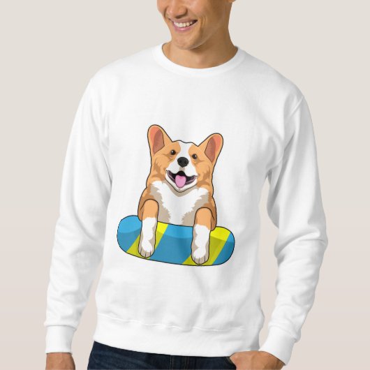 Walisischer Corgi im Schwimmen mit Brett Sweatshirt (Vorderseite)