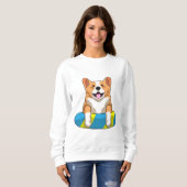 Walisischer Corgi im Schwimmen mit Brett Sweatshirt (Vorne ganz)
