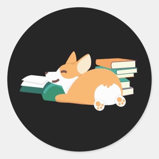 Walisischer Corgi Leser eines Buchtierhalters Runder Aufkleber (Vorderseite)