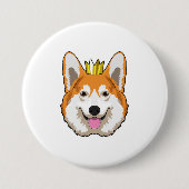 Walisischer Corgi mit Krone Button (Vorderseite)