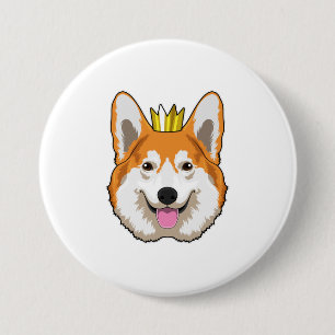Walisischer Corgi mit Krone Button
