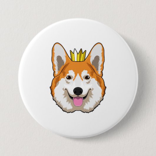 Walisischer Corgi mit Krone Button (Vorderseite)