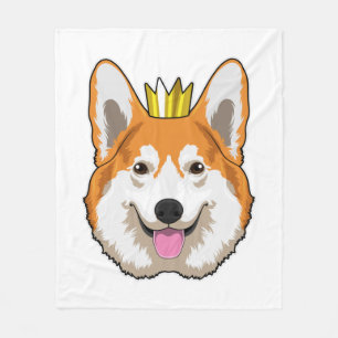 Walisischer Corgi mit Krone Fleecedecke