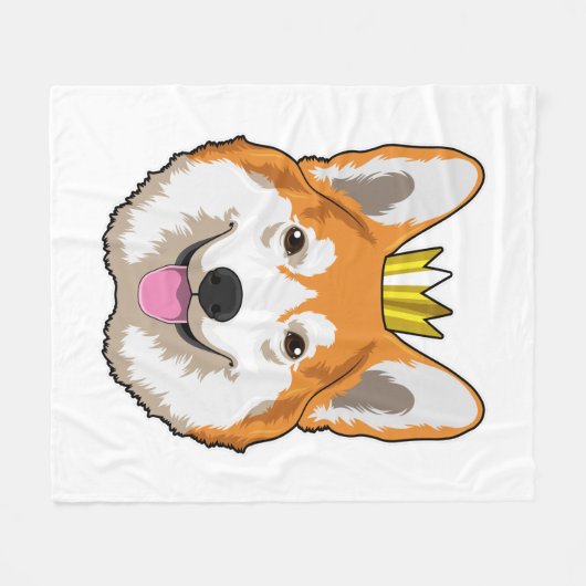 Walisischer Corgi mit Krone Fleecedecke (Vorderseite (Horizontal))