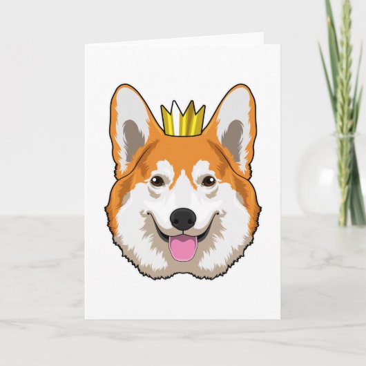 Walisischer Corgi mit Krone Karte (Vorderseite)