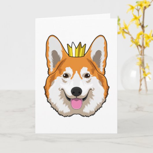 Walisischer Corgi mit Krone Karte (Gelbe Blume)