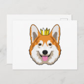 Walisischer Corgi mit Krone Postkarte (Vorne/Hinten)