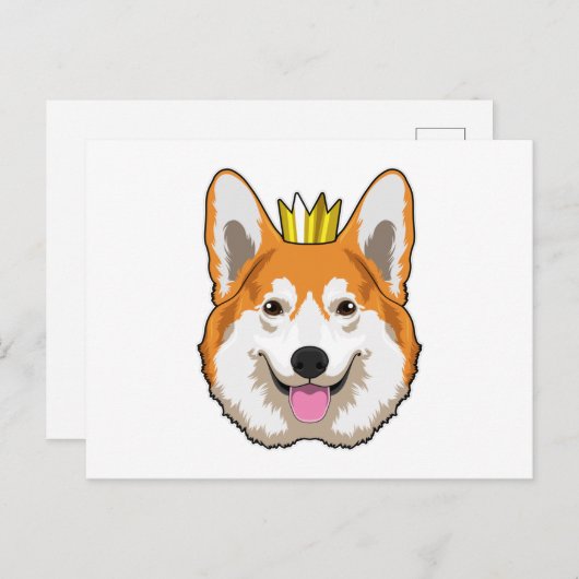 Walisischer Corgi mit Krone Postkarte (Vorne/Hinten)