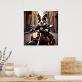 Walisischer Corgi radelt auf einer Vespa durch die Poster (Küche)