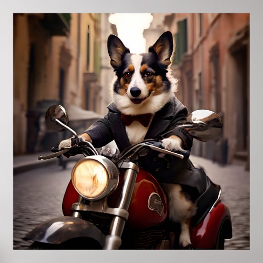 Walisischer Corgi radelt auf einer Vespa durch die Poster (Vorne)