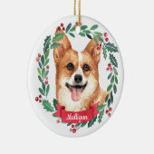 Walisischer Corgi Weihnachten Eleganter Wasserfarb Keramik Ornament (Rechts)
