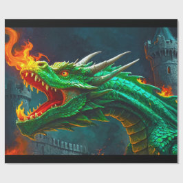 Walisischer Drache heizt englisches Schloss Geschenkpapier