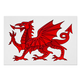 Walisischer Drache mit Abschrägungseffekt Poster