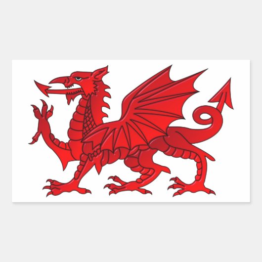 Walisischer Drache mit Kegeleffekt Rechteckiger Aufkleber (Vorderseite)