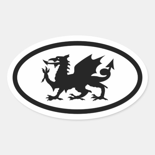 Walisischer Drache Ovaler Aufkleber (Vorderseite)