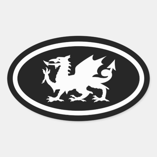 Walisischer Drache Ovaler Aufkleber (Vorderseite)