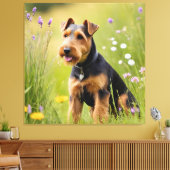 Walisischer Terrier in Wildblume Wiese Leinwanddruck (Insitu (Wohnzimmer))