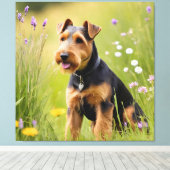 Walisischer Terrier in Wildblume Wiese Leinwanddruck (Insitu (Holzboden))