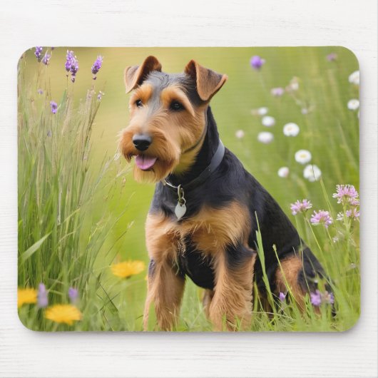 Walisischer Terrier in Wildblume Wiese Mousepad (Vorne)