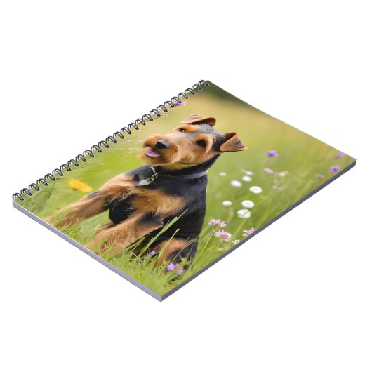 Walisischer Terrier in Wildblume Wiese Notizblock (Linke Seite)