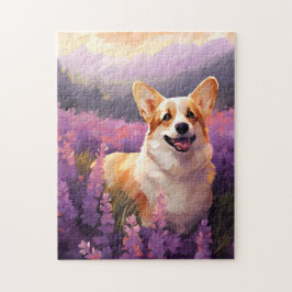 Walisisches Corgi auf Lavenderfeld Puzzle
