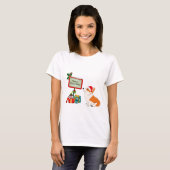 Walisisches Corgi mit Weihnachtsmannmütze und Zeic T-Shirt (Vorne ganz)