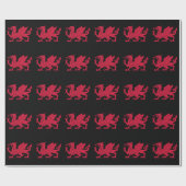 Walisisches Drachenschwarzes Hintergrundpapier Geschenkpapier (Flach)